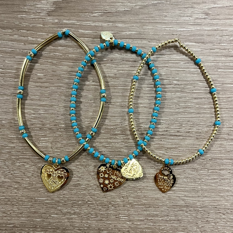Druif marketing Verscheidenheid Armbanden Set Lugano Turquoise goud Joy Jewellery Bali - Sisters Delft