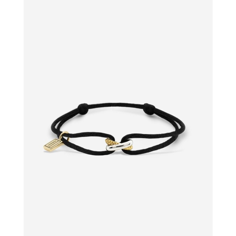 Buddha to Buddha Ben Koord Armband Zwart Verguld